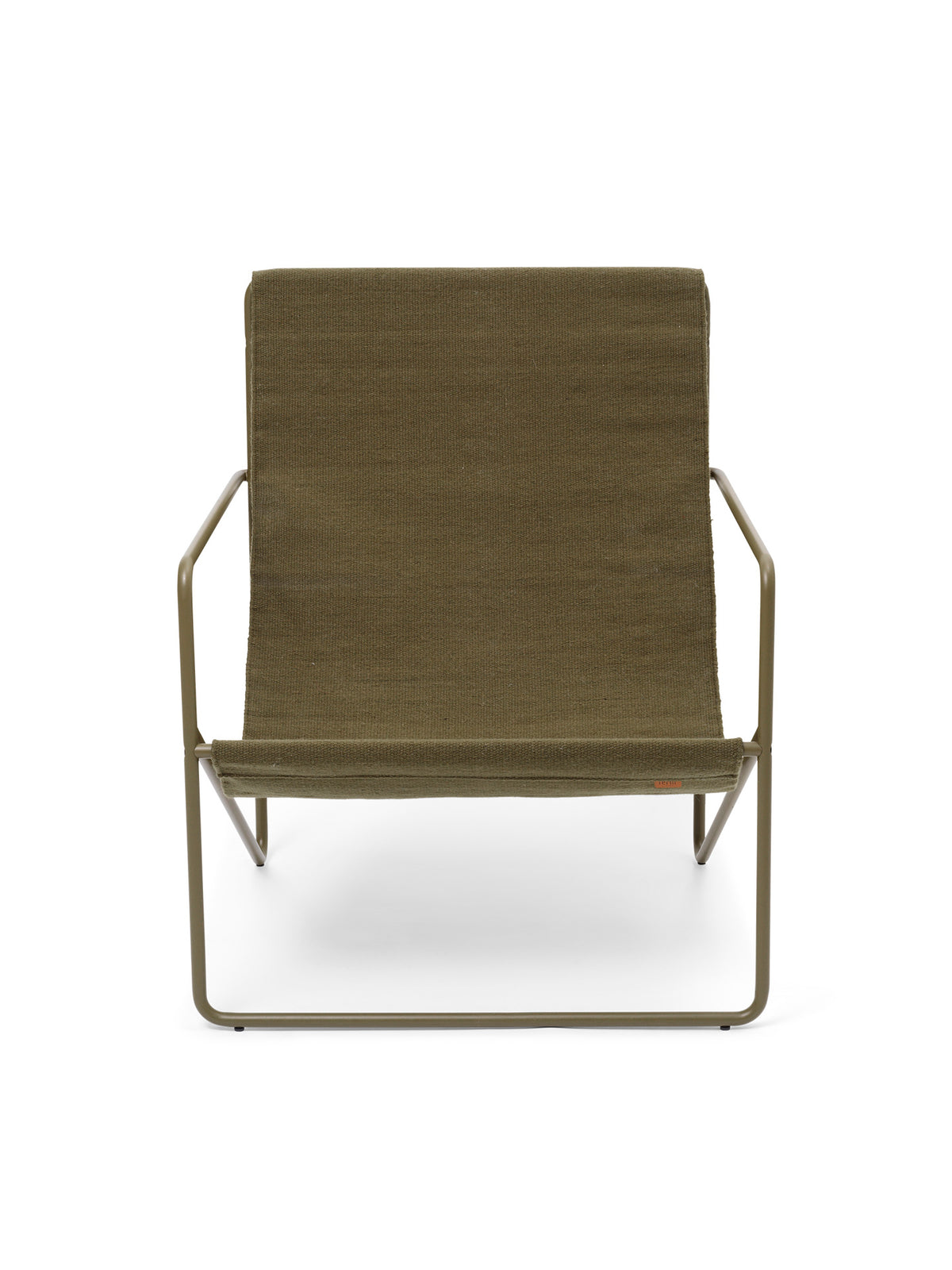 Green desert lounge chair with metal frame on a white background