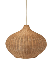 Wicker pendant light on a white background