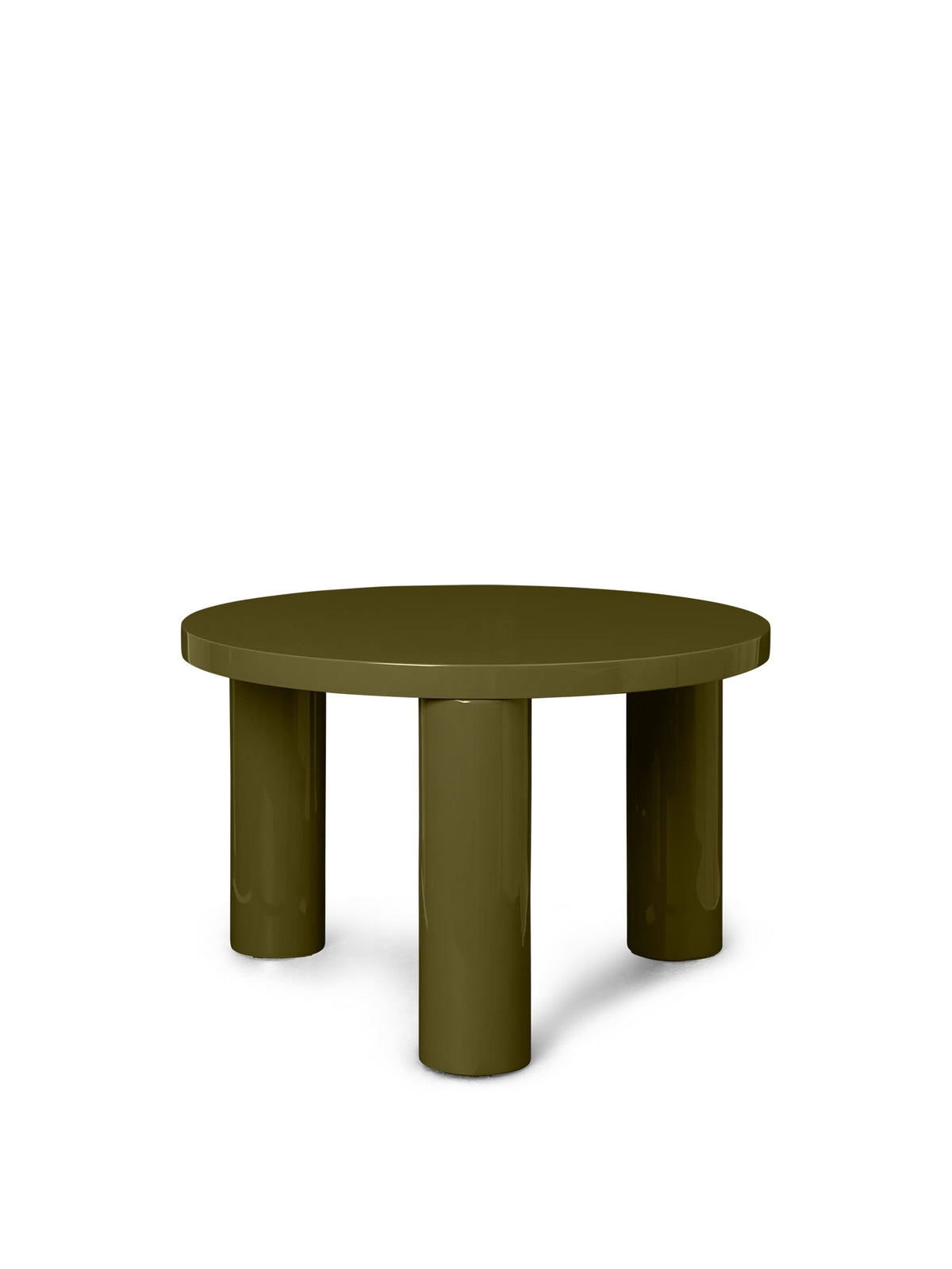 Round green table on a white background