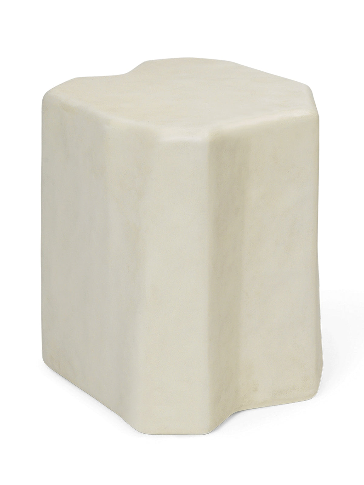 White ceramic table with a textured surface on a white background