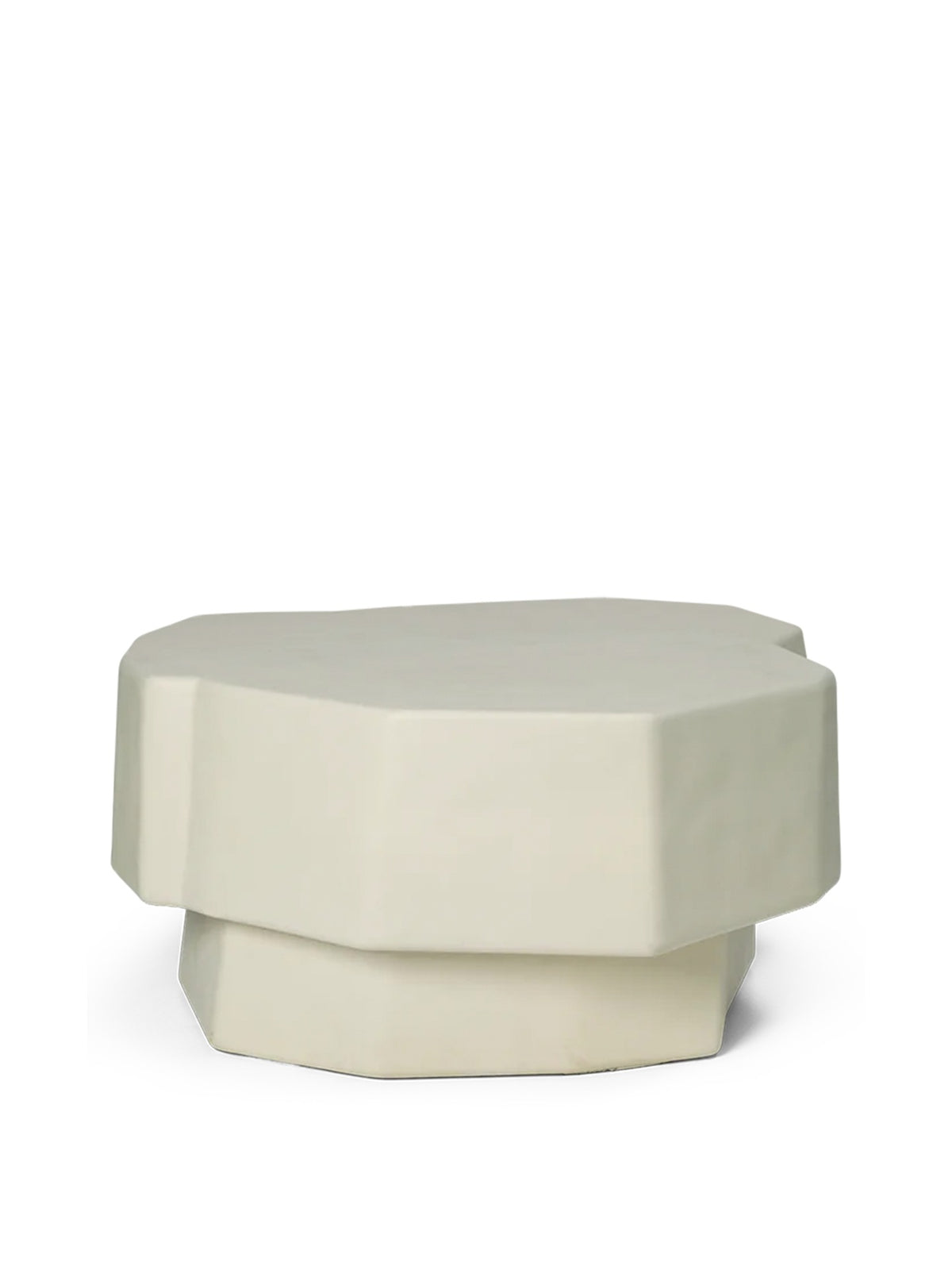 Beige hexagonal table on a white background
