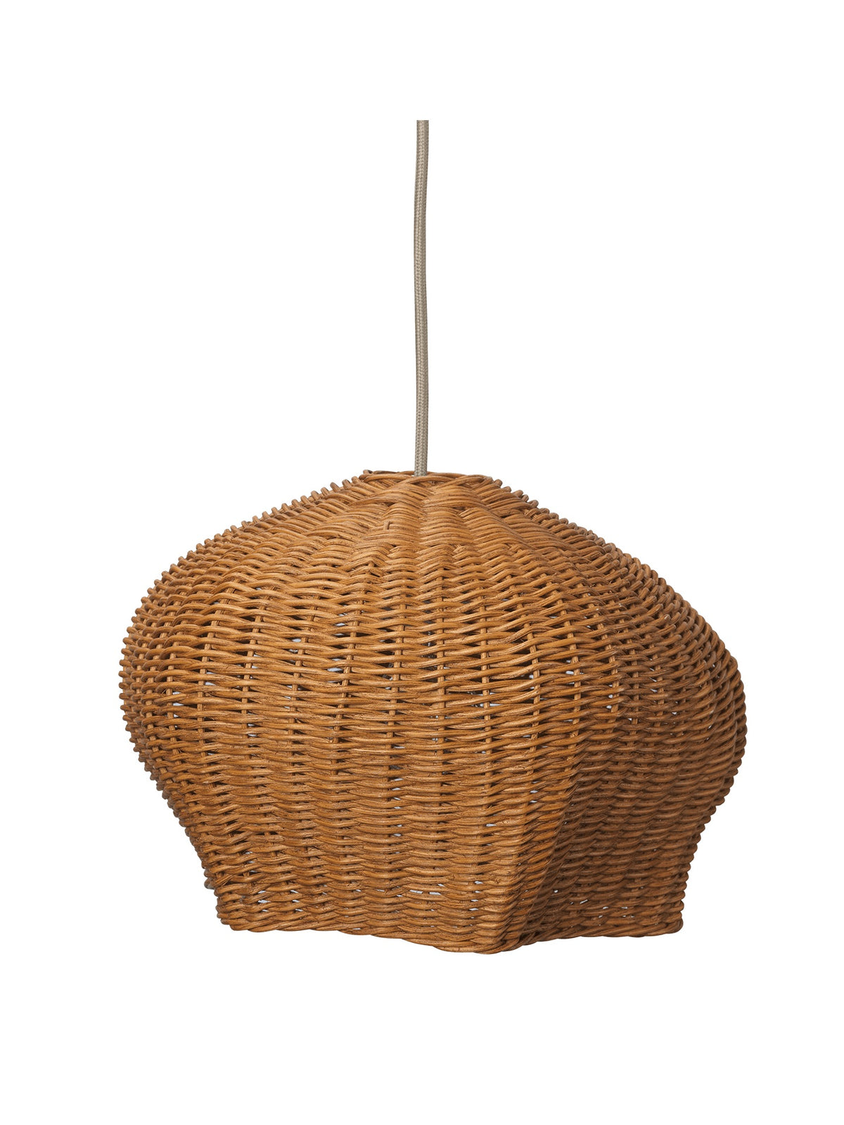 Wicker pendant light on a white background