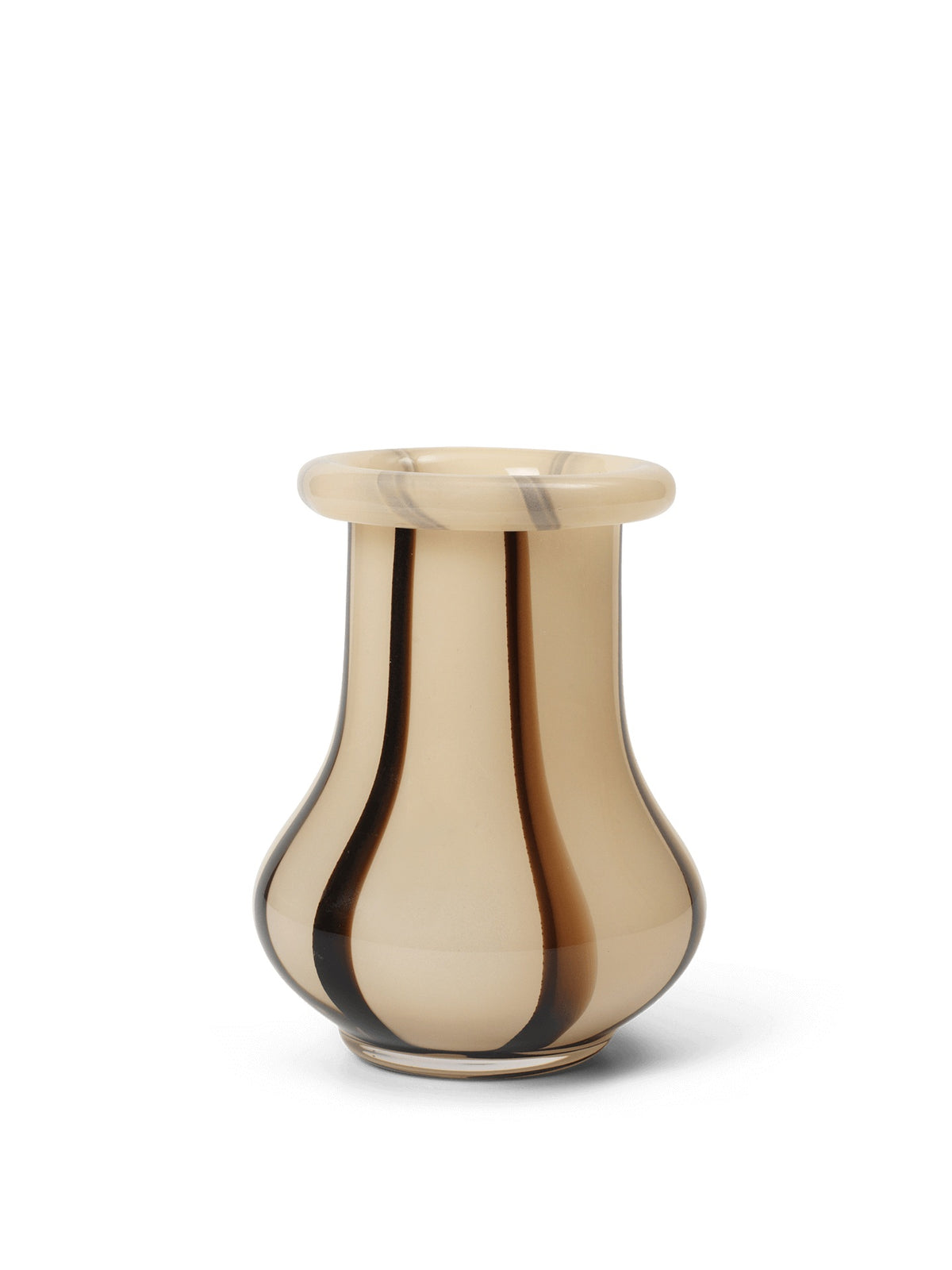 Decorative vase with striped pattern on a white background