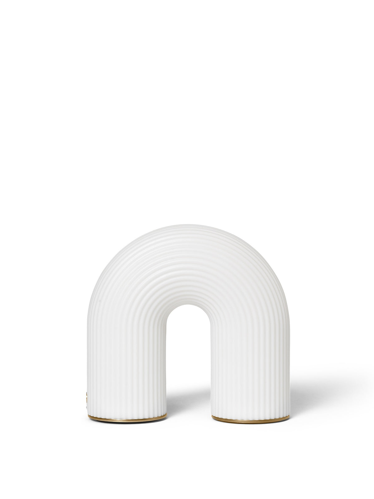 White arch-shaped vase on a white background