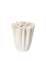 White ceramic Dedali vase with a unique design on a white background