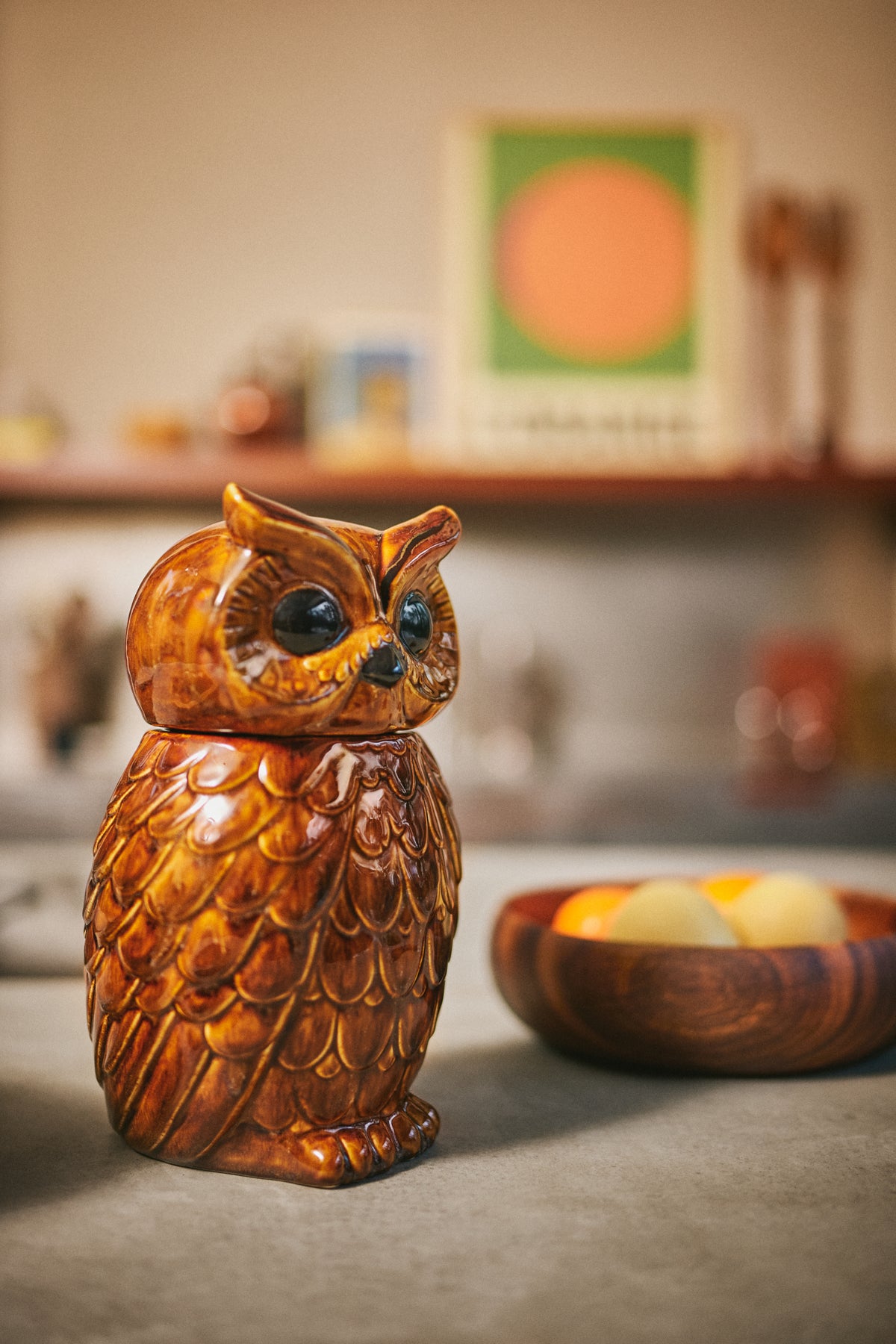 Ceramic owl jar - roasted