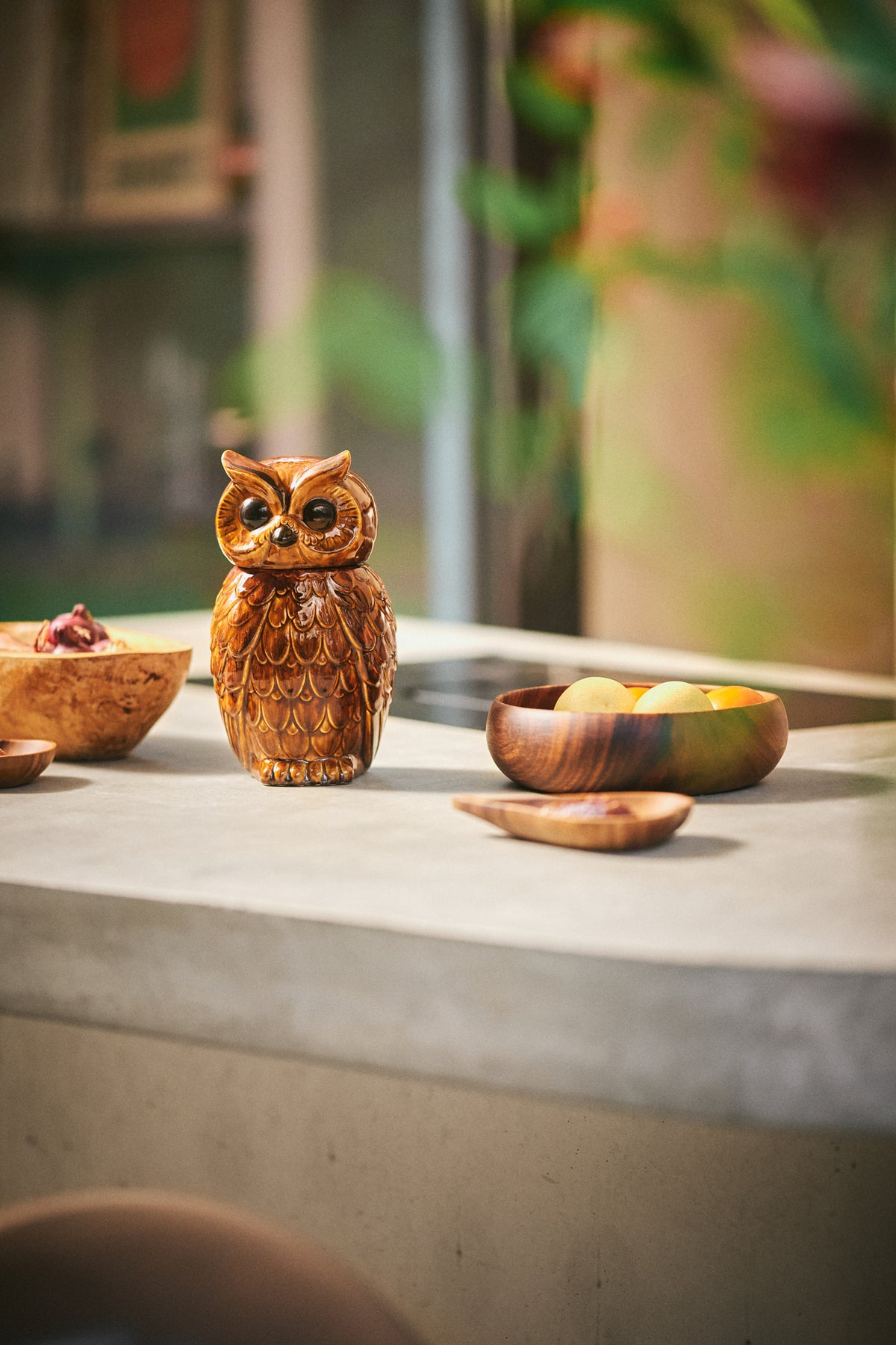 Ceramic owl jar - roasted