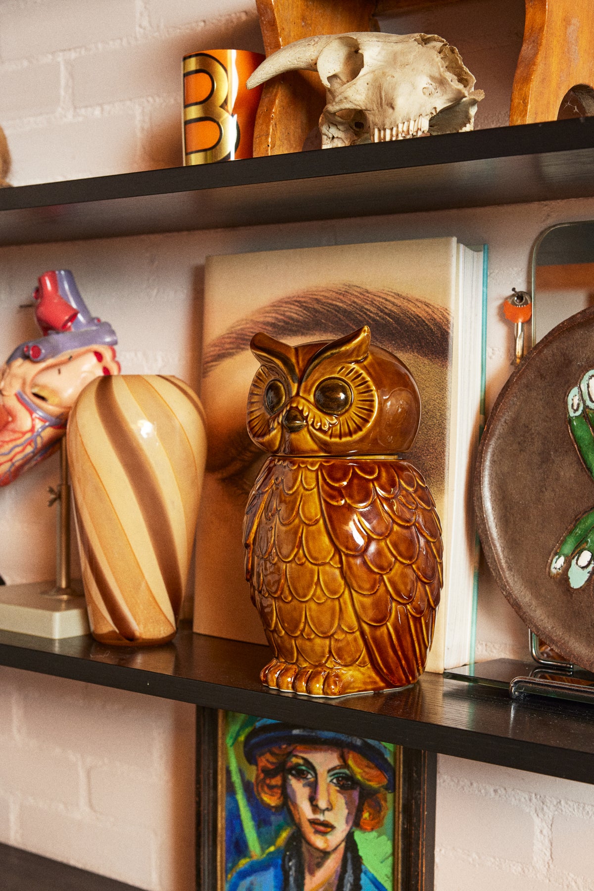 Ceramic owl jar - roasted