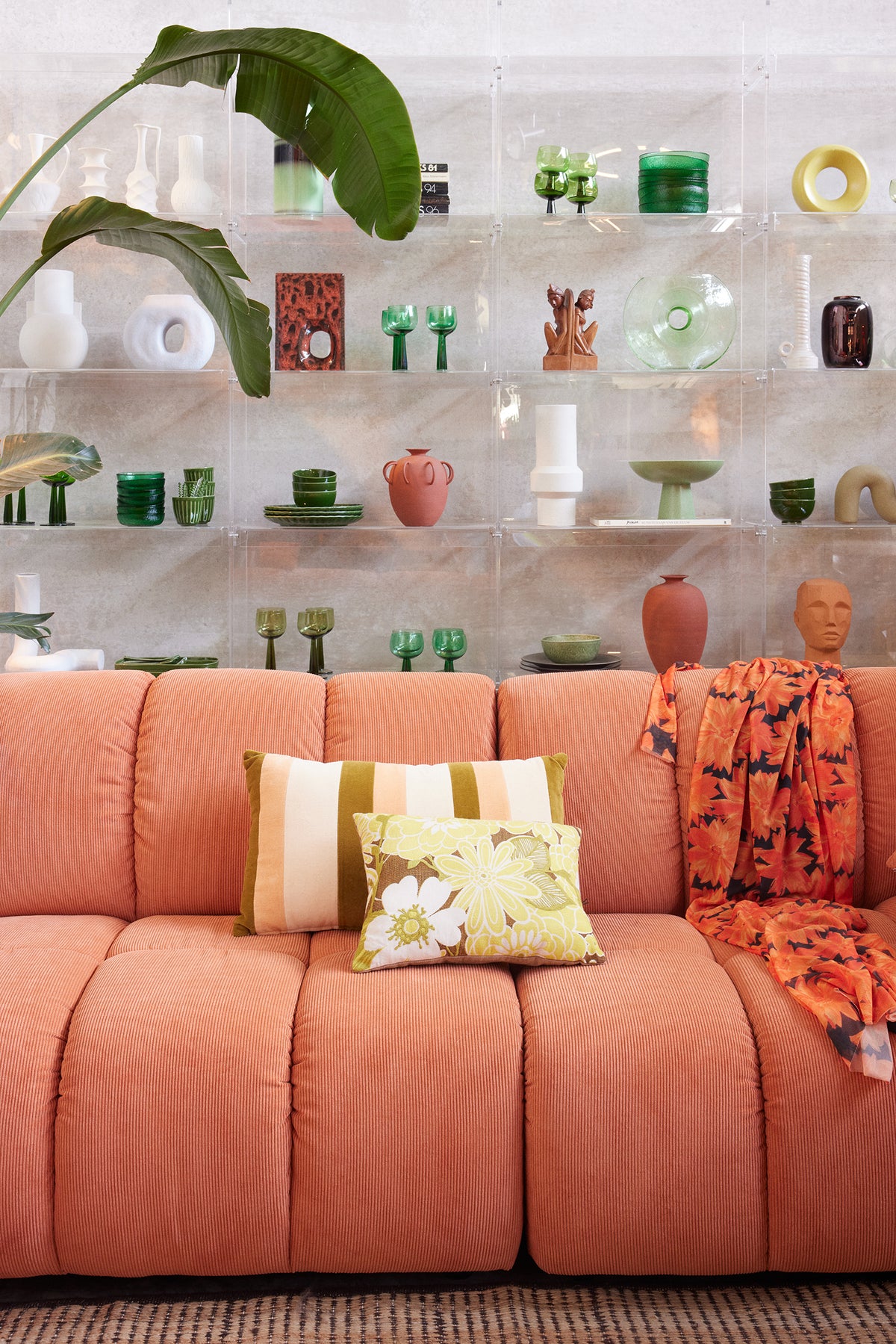 Striped velvet cushion - fields