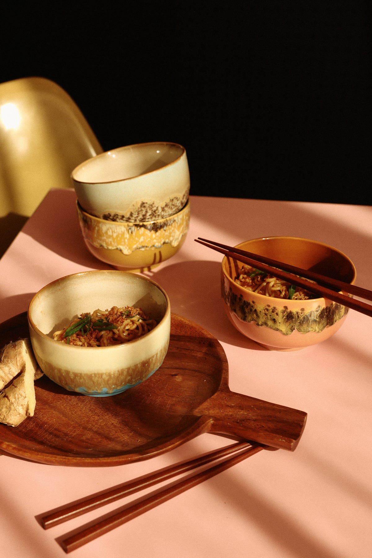 70s ceramics: noodle bowls seabreeze (set of 4)