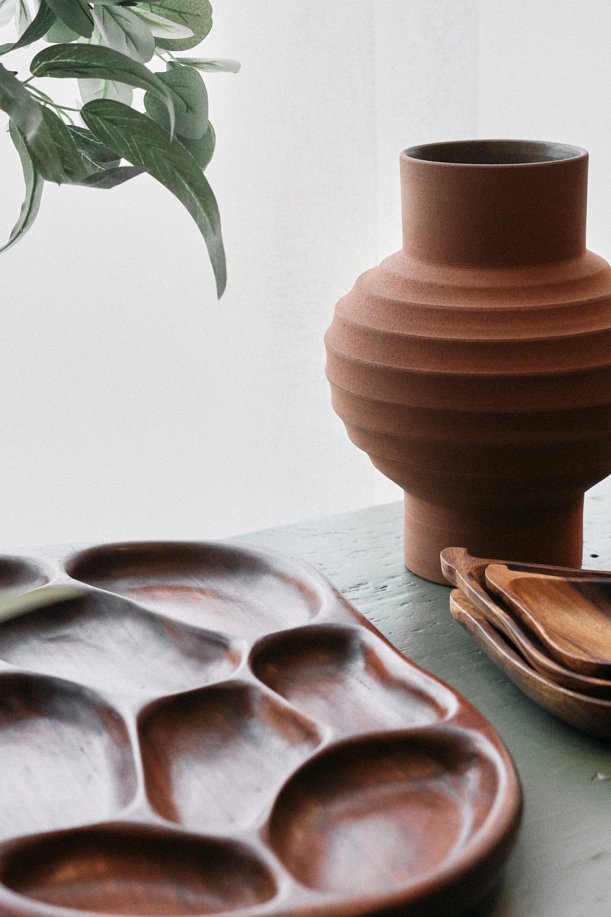 Handcarved terracotta bulb vase