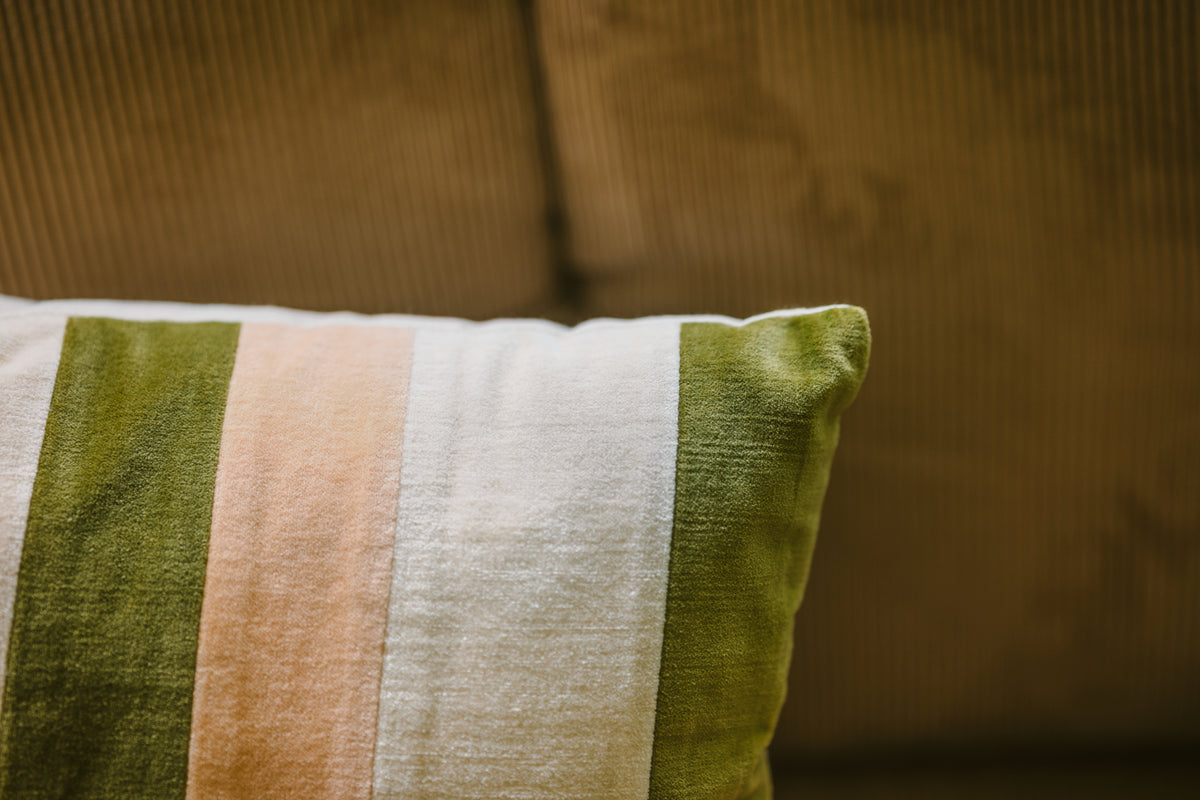 Striped velvet cushion - fields