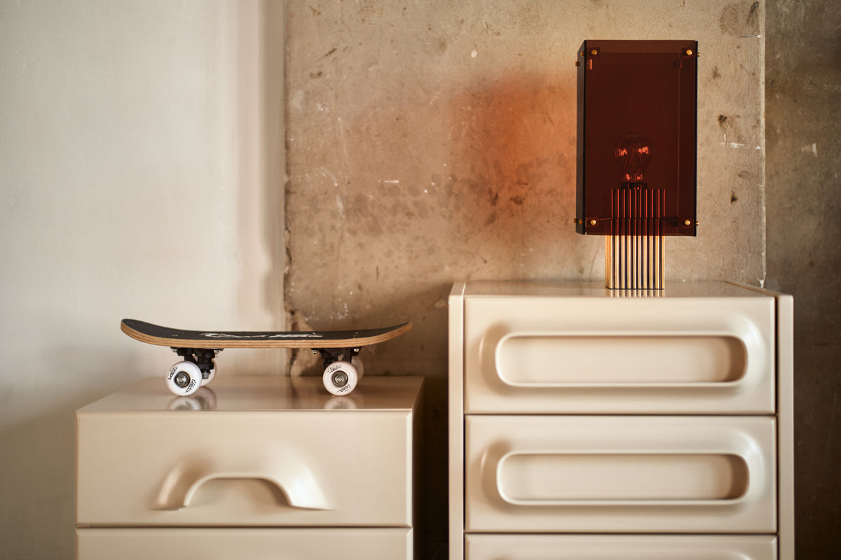 Corner table lamp - brass brown