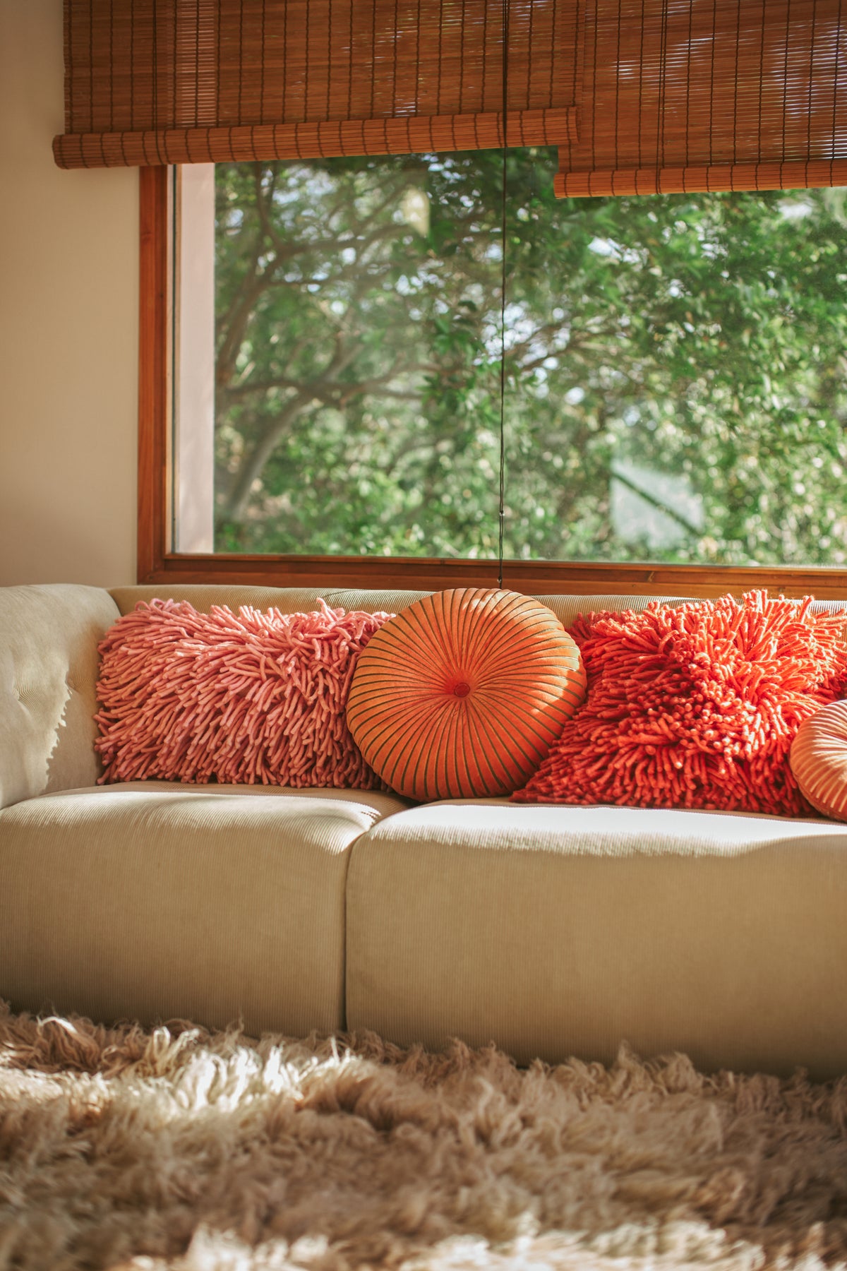 Round ripple cushion sienna