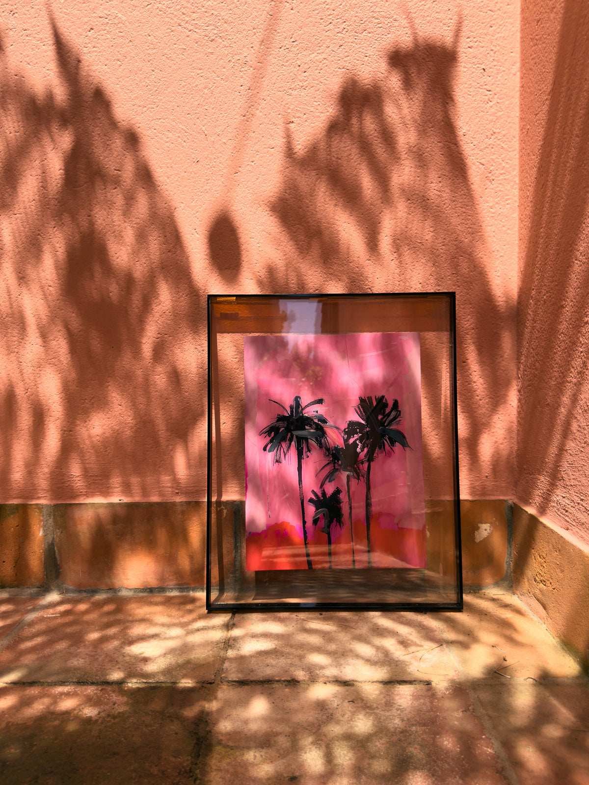 Acrylic frame brown palms (40x50cm)