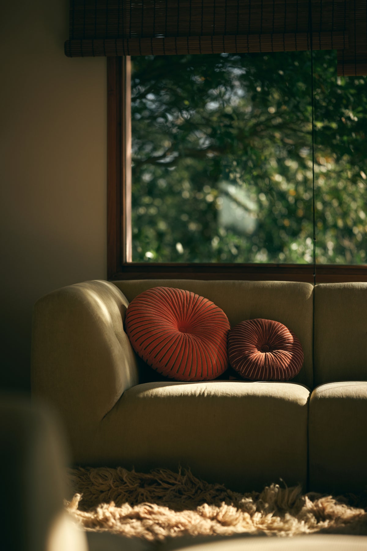Round ripple cushion sienna