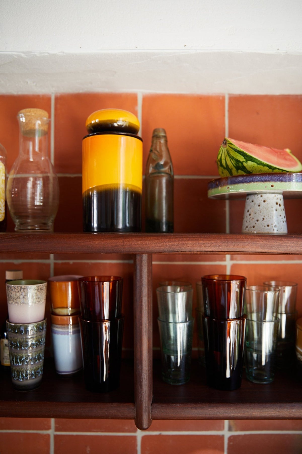 70s ceramics storage jar - sunshine