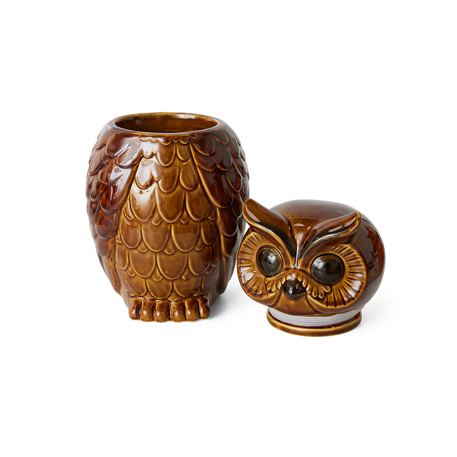 Ceramic owl jar - roasted