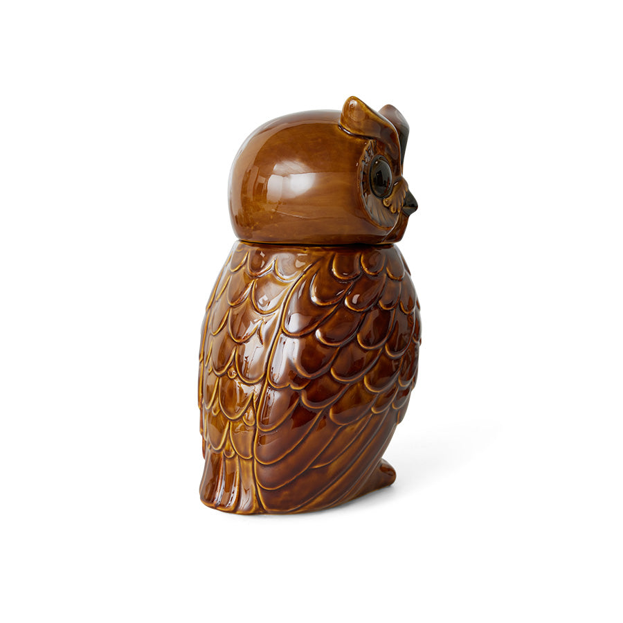 Ceramic owl jar - roasted