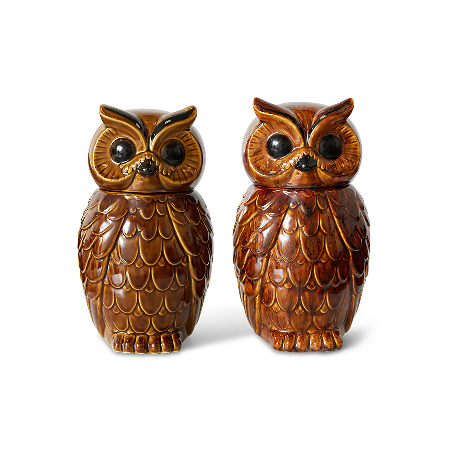 Ceramic owl jar - roasted
