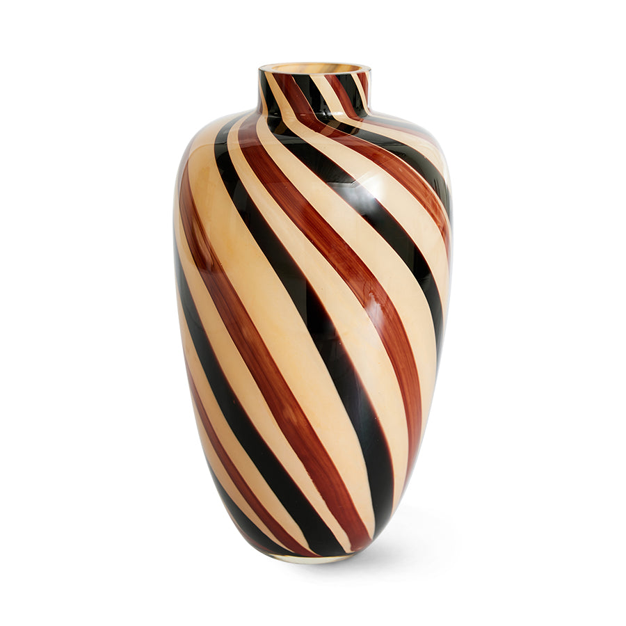 Vase with striped pattern on a white background