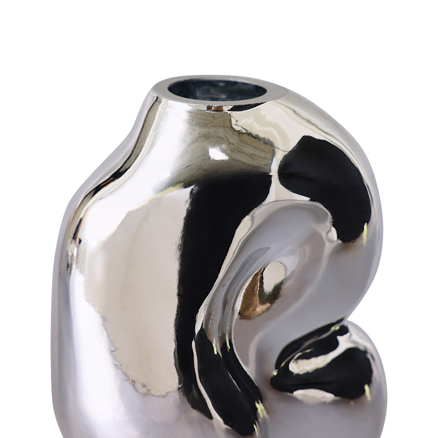 Gleam glass small vase, chrome