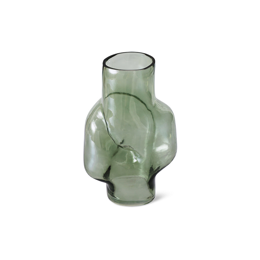 Gleam glass high vase, olive