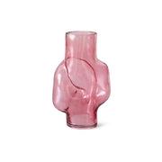 Pink glass vase on a white background
