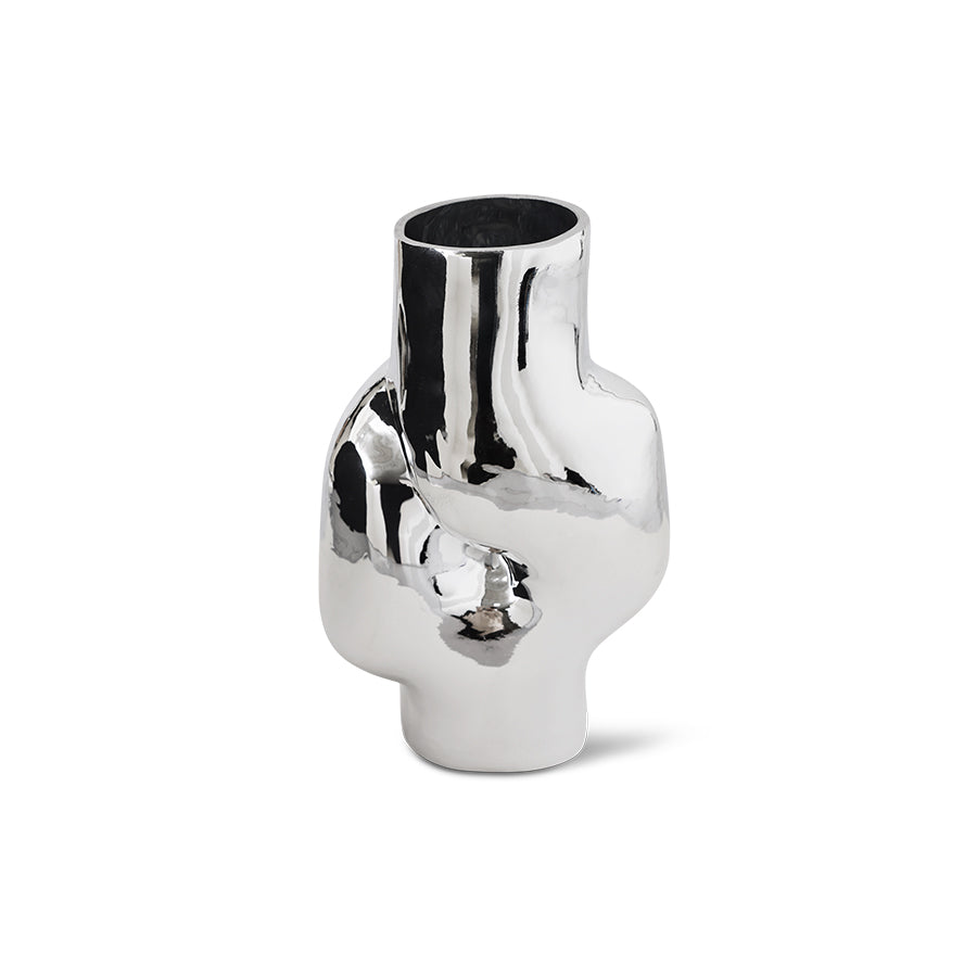 Gleam glass high vase, chrome