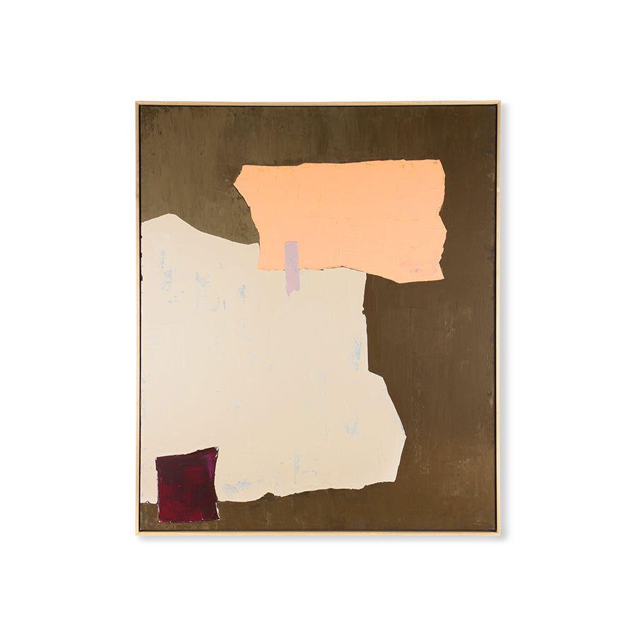 Abstract art piece with geometric shapes on a white background