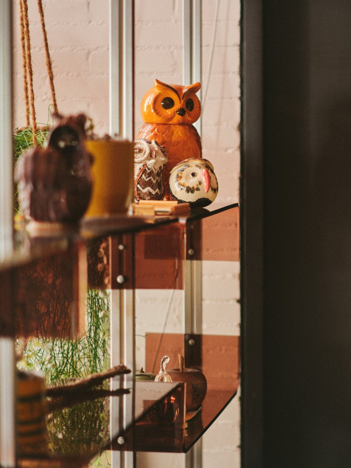 Ceramic owl jar - tangerine