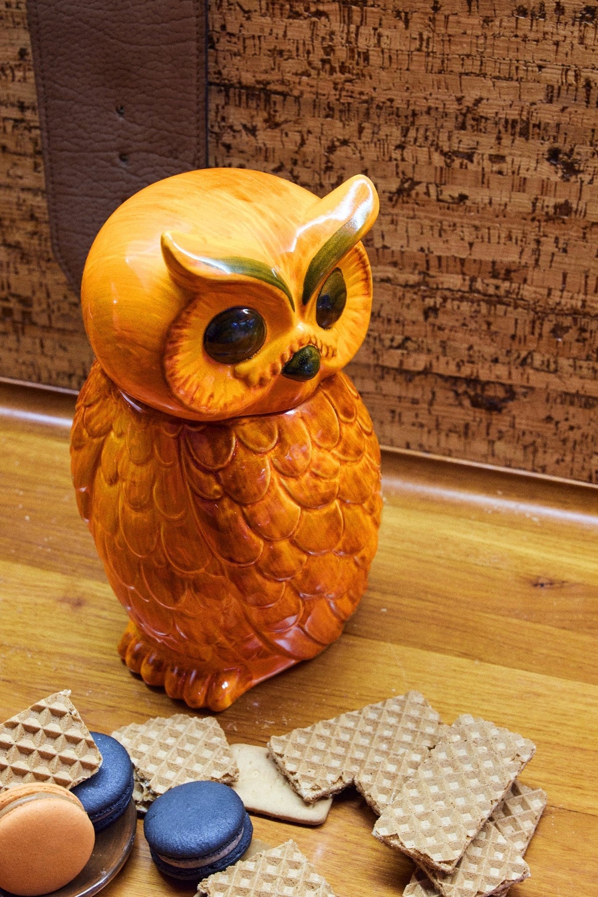 Ceramic owl jar - tangerine