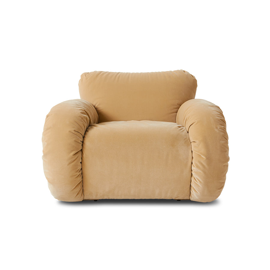 Arc lounge fauteuil, frame sand, royal velvet, cream