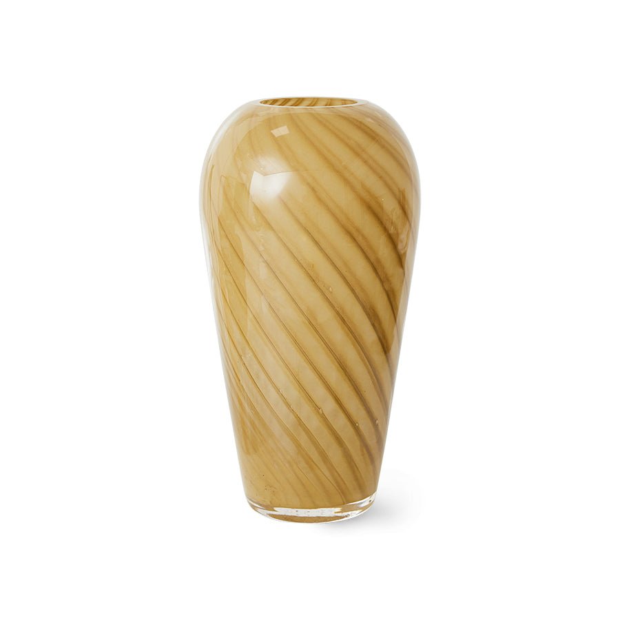 Decorative vase with a striped pattern on a white background