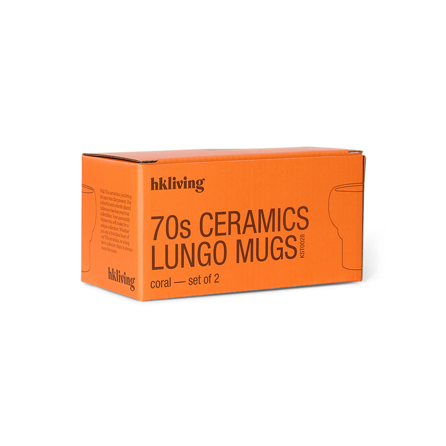 70s ceramics: lungo mugs coral (set of 2)