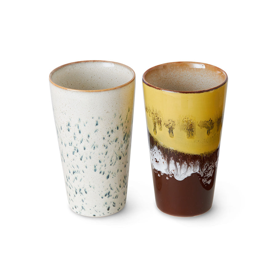 70s ceramics: latte mugs brine (set of 2)