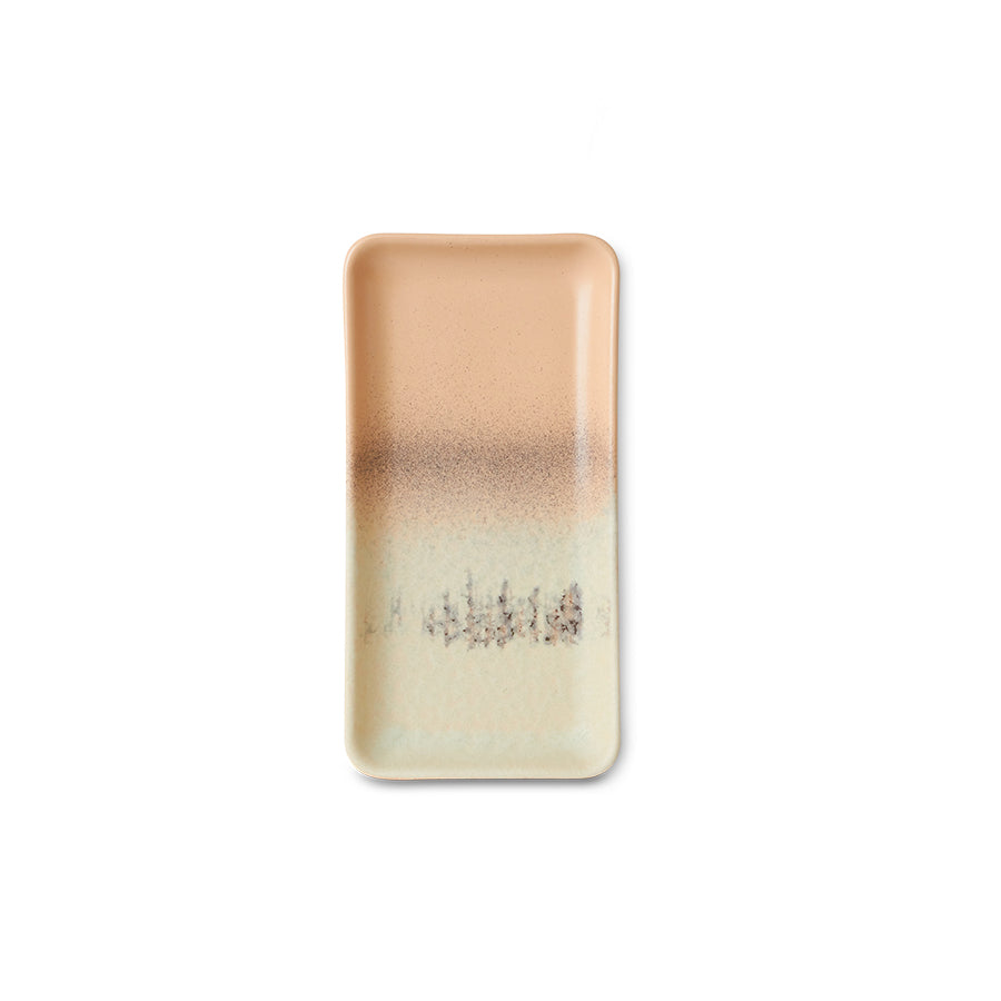 Rectangular ceramic plate with gradient design on a white background