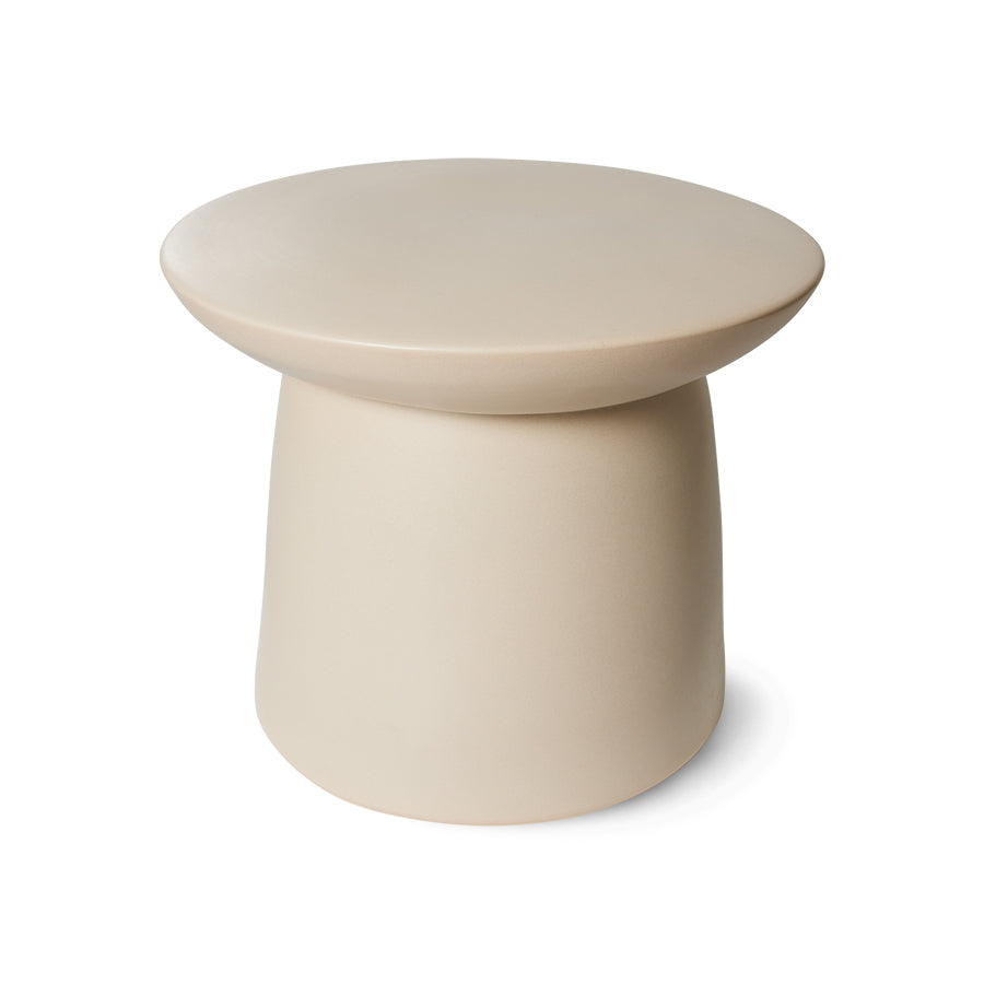 Earthenware side table L cream