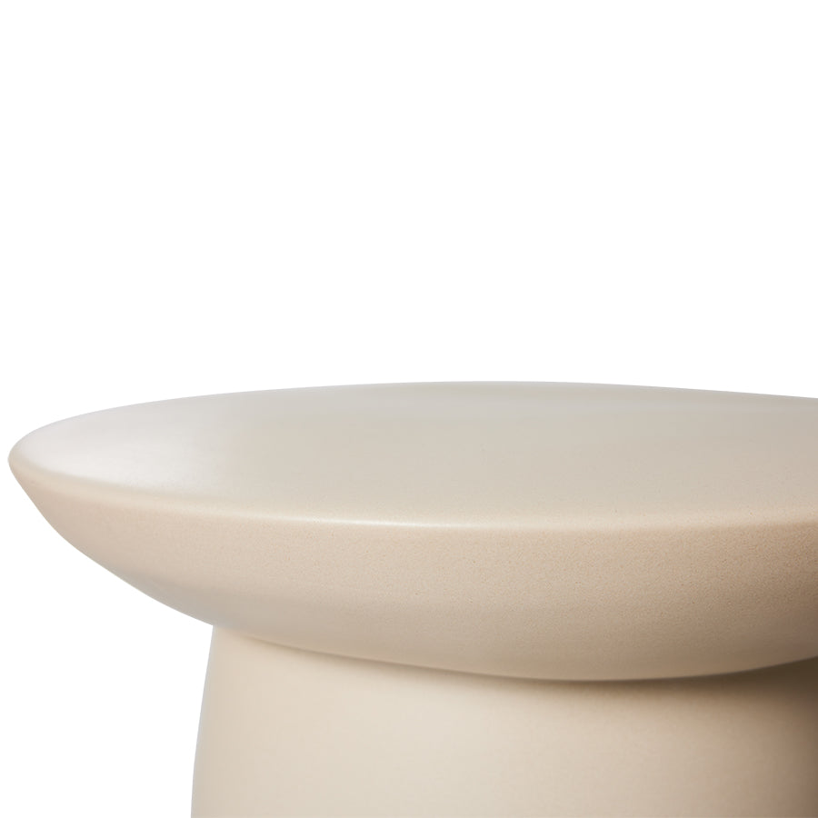 Earthenware side table L cream