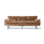 Retro sofa: 3-seats, corduroy velvet, aged gold