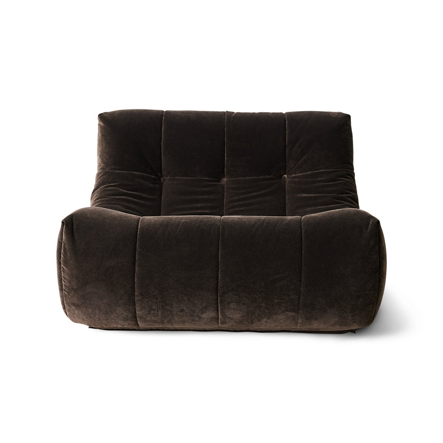 Brown velvet sofa lazy lounge on a white background