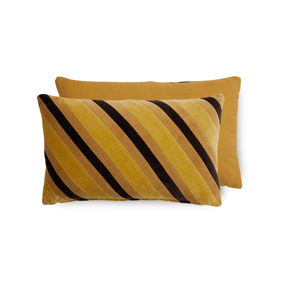 Striped velvet cushion - honey