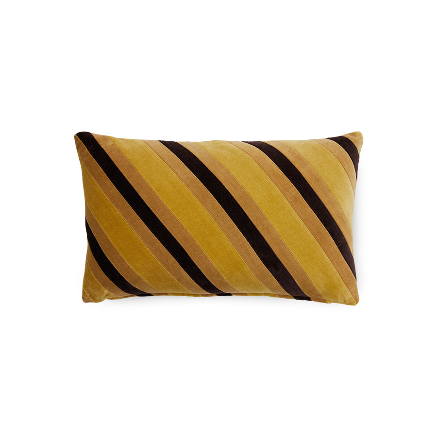 Striped velvet cushion - honey