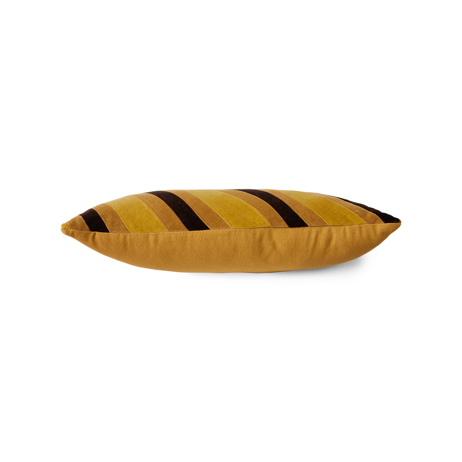 Striped velvet cushion - honey