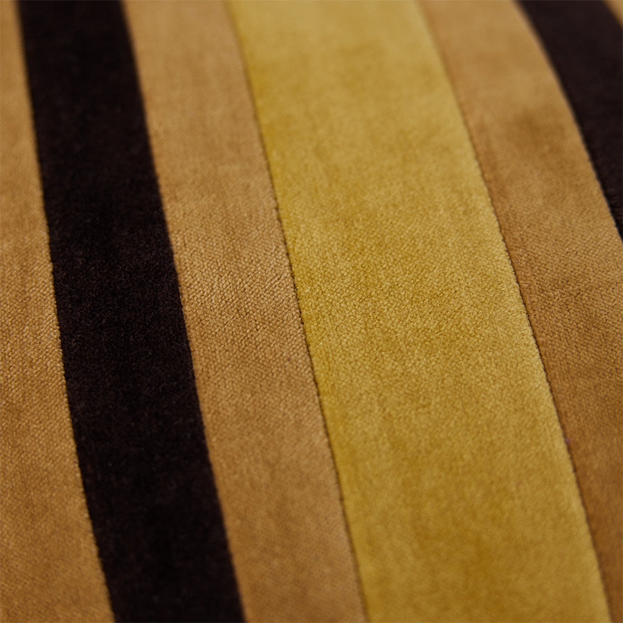 Striped velvet cushion - honey
