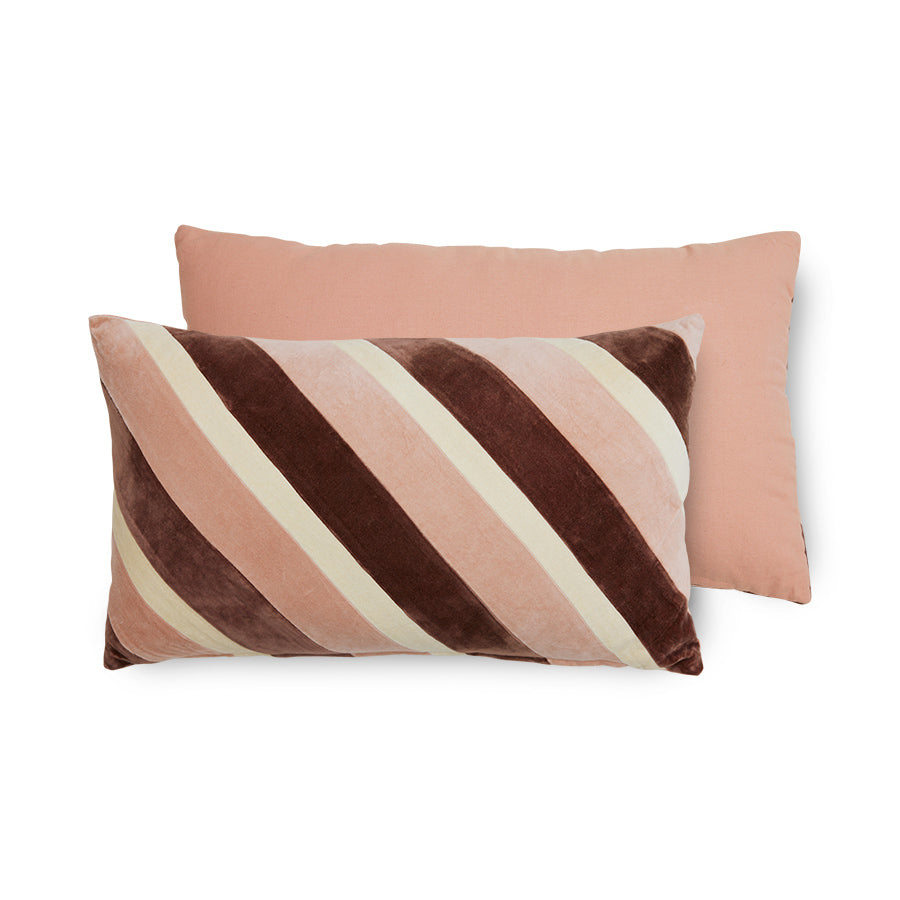 Striped velvet cushion - rose