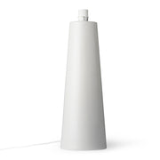 White cone-shaped lamp base on a white background