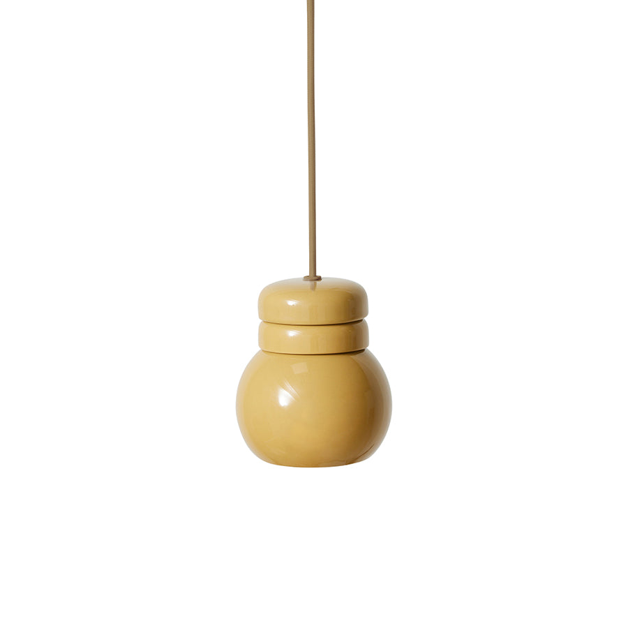 Yellow pendant light on a white background